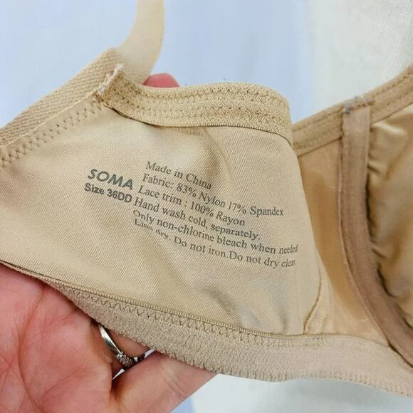 Soma Unlined Lace Trim Underwire Full Coverage Bra 36DD - Picture 8 of 10